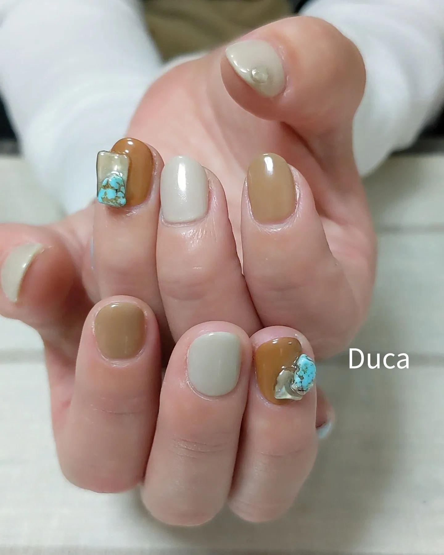 shell & turquoise…..東武東上線 志木駅南口から徒歩5分、ネイル&ブラジリアンワックス「Duca」糸脱毛やハーブピーリング、眉毛ハリウッドブロウリフトもメニューにあります。